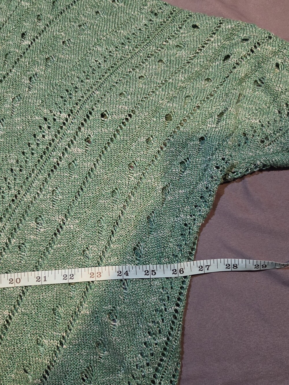 Torrid Green Dolman Sleeve Open Knit Pullover V Neck Boho Nature Sweater | 3X - Picture 7 of 8